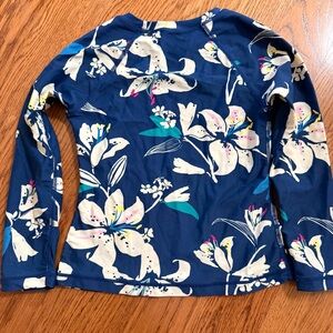 Tea Collection blue Floral Long-Sleeve Rash Guard Swim Top size 7